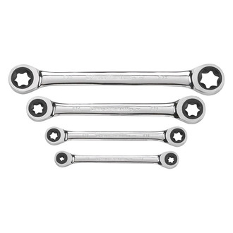 GearWrench® - E-Torx™ 4-piece E6 to E24 Torx Straight Head 72-Teeth Ratcheting Chrome Double Box End Wrench Set
