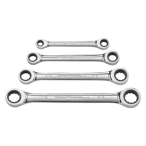 GearWrench® - 4-piece 5/16" to 3/4" 12-Point Straight Head Ratcheting Double Box End Wrench Set