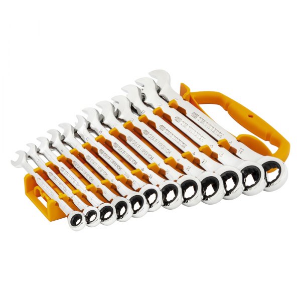 GearWrench® - 12-piece 8 to 19 mm 12-Point Straight Head 72-Teeth Ratcheting Mirror Polished Combination Wrench Set