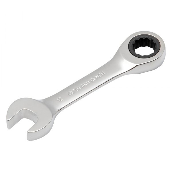 GearWrench® - 12 mm 12-Point Straight Head 72-Teeth Ratcheting Stubby Combination Wrench