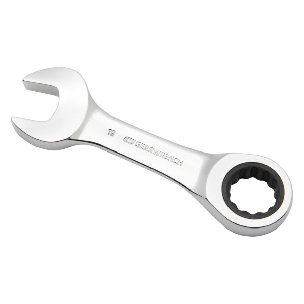 GearWrench® - 19 mm 12-Point Straight Head 72-Teeth Ratcheting Stubby Combination Wrench