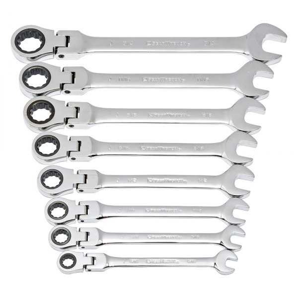 GearWrench® - 8-piece 5/16" to 3/4" 12-Point Flexible Head 72-Teeth Ratcheting Mirror Polished Combination Wrench Set