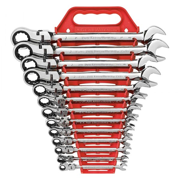 GearWrench® - 13-piece 5/16" to 1" 12-Point Flexible Head 72-Teeth Ratcheting Mirror Polished Combination Wrench Set