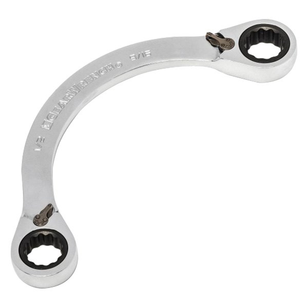 GearWrench® - 1/2" x 9/16" 12-Point Half-Moon Straight Head 72-Teeth Reversible Ratcheting Chrome Double Box End Wrench
