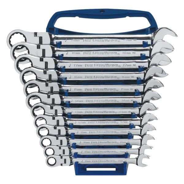 GearWrench® - 12-piece 8 to 19 mm 12-Point Flexible Head 72-Teeth Ratcheting Chrome Combination Wrench Set
