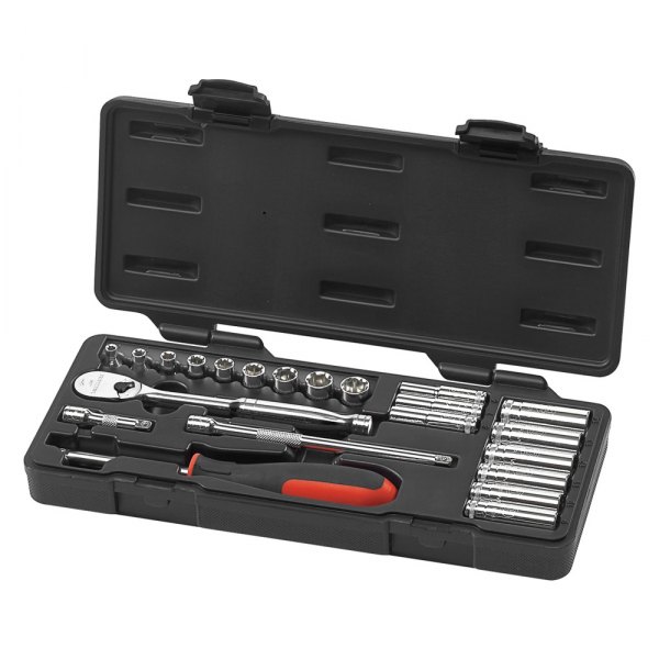 GearWrench® - 1/4" Drive 6-Point 12-Point Metric Ratchet and Socket Set, 22 Pieces