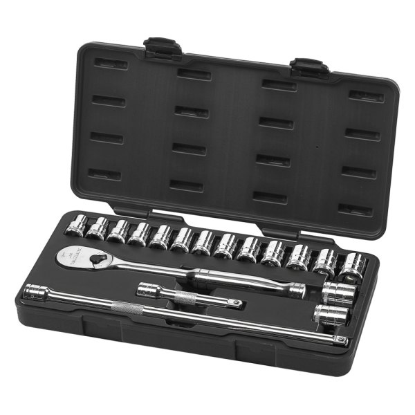 GearWrench® - 1/2" Drive 6-Point Metric Ratchet and Socket Set, 18 Pieces