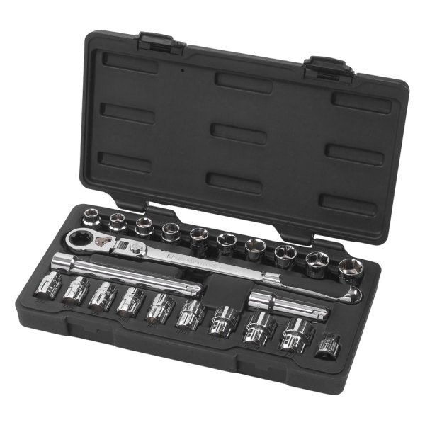 GearWrench® - Pass-Thru™ 3/8" Drive 6-Point SAE/Metric Ratchet and Socket Set, 23 Pieces