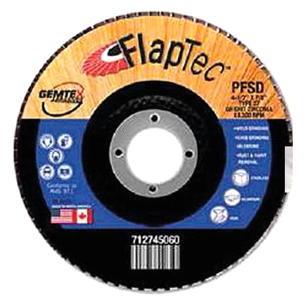 Gemtex® - Flaptec™ 4-1/2" 60 Grit Zirconia Type 29 Flap Discs (5 Pieces)