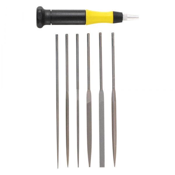 General Tools® - 5-1/2" Rectangular Single Cut Needle File Set with Plastic Handle, 7 Pieces