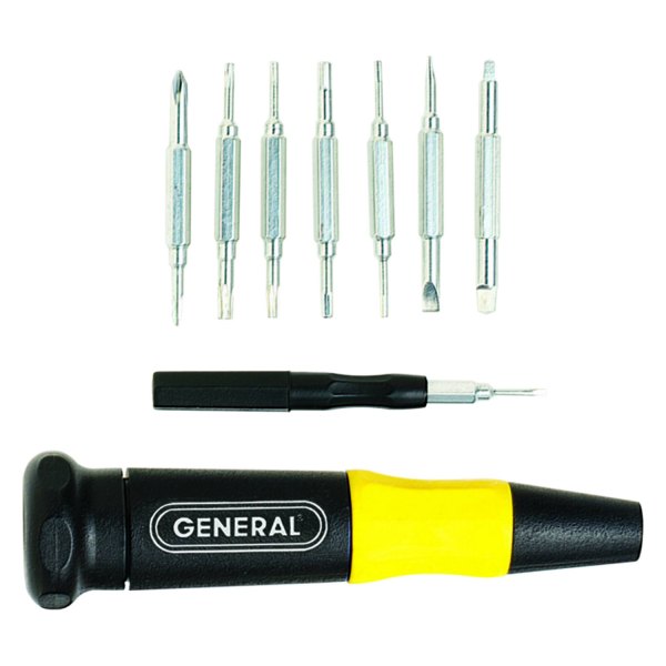 General Tools® - 9-piece Multi Material Handle Dual Sided Bits Precision Multi-Bit Screwdriver Kit