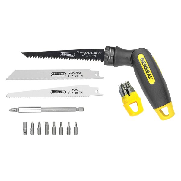 General Tools® - 14-Piece 6" x 6 TPI to 24 TPI Attachable Blade Screwdriver and Saw Jab Saw Kit