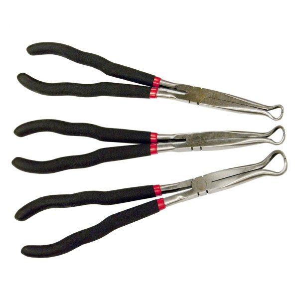Great Neck® - 3-piece 11" Box Joint Ring Jaws Dipped Handle Long Reach Needle Nose Pliers Set