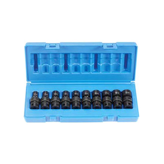 Grey Pneumatic® - 3/8" Drive Metric 6-Point Standard Impact U-Joint Set (10 Pieces)