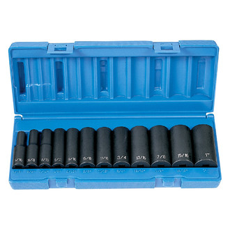Grey Pneumatic® - 3/8" Drive SAE 12-Point Deep Impact Socket Set (12 Pieces)