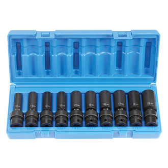 Grey Pneumatic® - 3/8" Drive Metric 6-Point Deep Impact U-Joint Set (10 Pieces)