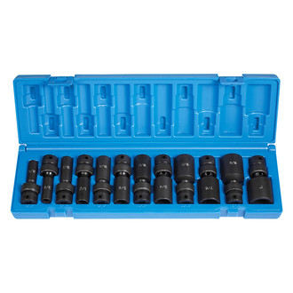 Grey Pneumatic® - 3/8" Drive SAE 6-Point Deep Impact U-Joint Set (12 Pieces)