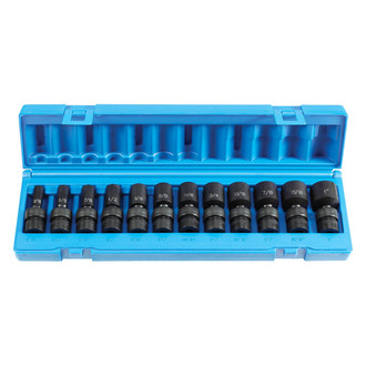 Grey Pneumatic® - 3/8" Drive SAE 6-Point Semi-Deep Impact U-Joint Set (12 Pieces)