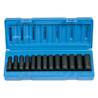 Grey Pneumatic® - 3/8" Drive Metric 6-Point Deep Impact Socket Set (13 Pieces)