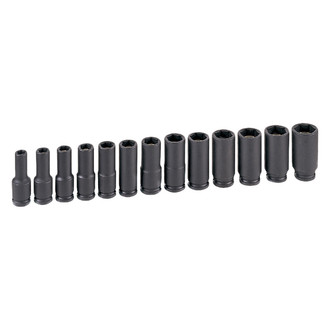 Grey Pneumatic® - 3/8" Drive Metric 6-Point Deep Magnetic Impact Socket Set (13 Pieces)