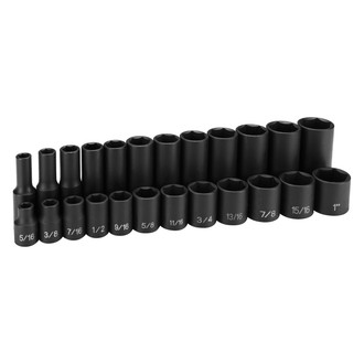 Grey Pneumatic® - 3/8" Drive SAE 6-Point Standard and Deep Impact Socket Set (24 Pieces)