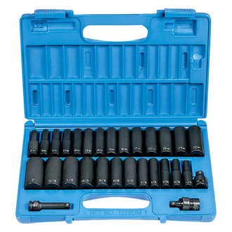 Grey Pneumatic® - 3/8" Drive SAE/Metric 6-Point Deep Impact Socket Set (29 Pieces)