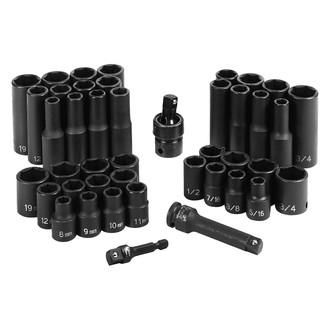 Grey Pneumatic® - 3/8" Drive SAE/Metric 6-Point Standard and Deep Impact Socket Set (43 Pieces)