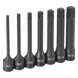 Grey Pneumatic® - 3/8" Drive Metric Triple Square Impact Bit Socket Set (7 Pieces)