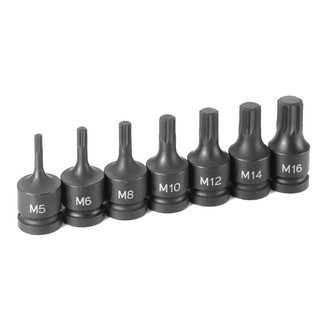 Grey Pneumatic® - 1/2" Drive Metric Triple Square Impact Bit Socket Set (7 Pieces)