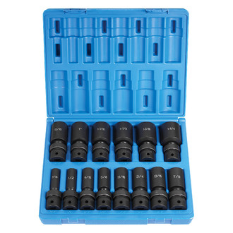 Grey Pneumatic® - 1/2" Drive SAE 6-Point Deep Impact U-Joint Set (14 Pieces)
