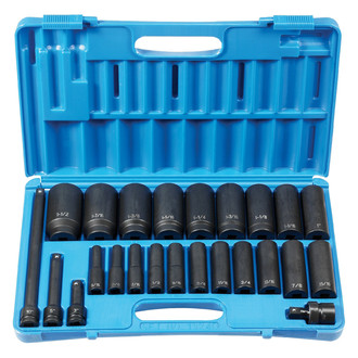 Grey Pneumatic® - 1/2" Drive SAE 6-Point Deep Impact Socket Set (24 Pieces)