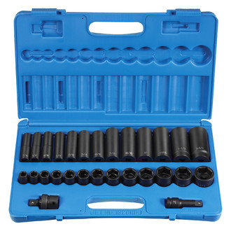 Grey Pneumatic® - 1/2" Drive SAE 6-Point Standard and Deep Impact Socket Set (28 Pieces)