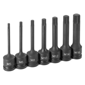 Grey Pneumatic® - 1/2" Drive Metric Triple Square Impact Bit Socket Set (7 Pieces)