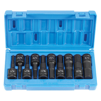 Grey Pneumatic® - 1/2" Drive SAE Hex Impact Bit Socket Set (10 Pieces)