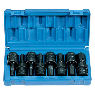Grey Pneumatic® - 1/2" Drive SAE Hex Impact U-Joint Bit Socket Set (8 Pieces)