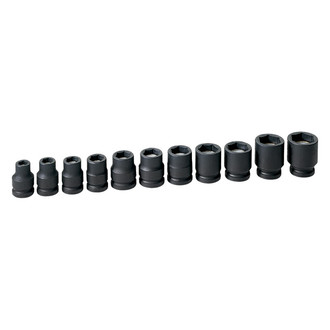Grey Pneumatic® - 1/2" Drive SAE 6-Point Standard Magnetic Impact Socket Set (11 Pieces)