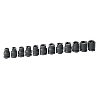 Grey Pneumatic® - 1/2" Drive Metric 6-Point Standard Magnetic Impact Socket Set (12 Pieces)