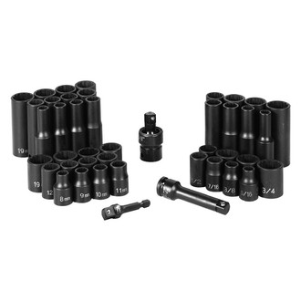 Grey Pneumatic® - 3/8" Drive SAE/Metric 12-Point Standard and Deep Impact Socket Set (43 Pieces)