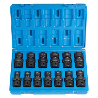 Grey Pneumatic® - 1/2" Drive Metric 12-Point Standard Impact U-Joint Set (13 Pieces)