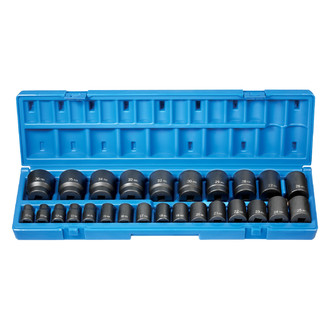 Grey Pneumatic® - 1/2" Drive Metric 12-Point Standard Impact Socket Set (26 Pieces)