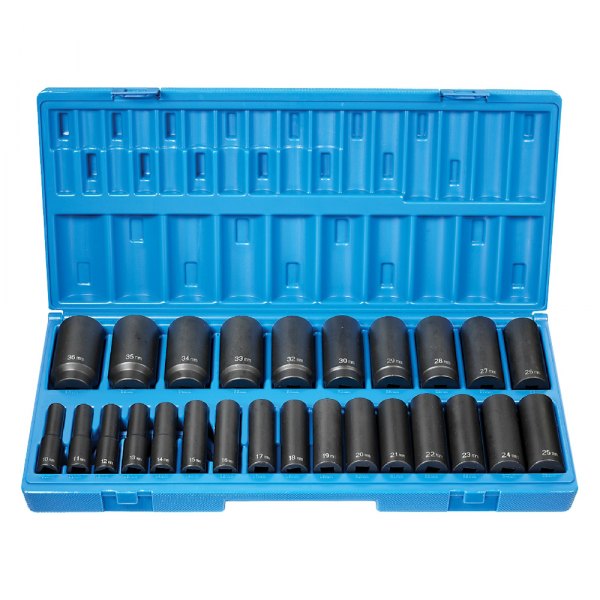 Grey Pneumatic® - (26 Pieces) 1/2" Drive Metric 12-Point Impact Socket Set