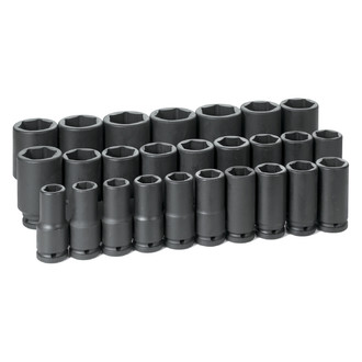 Grey Pneumatic® - 3/4" Drive Metric 6-Point Deep Impact Socket Set (26 Pieces)
