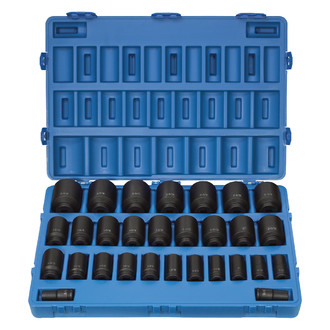 Grey Pneumatic® - 3/4" Drive SAE 6-Point Deep Impact Socket Set (29 Pieces)