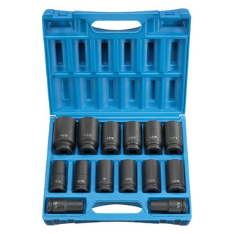 Grey Pneumatic® - 3/4" Drive SAE 6-Point Deep Impact Socket Set (14 Pieces)