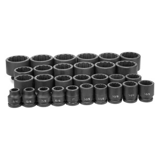 Grey Pneumatic® - 3/4" Drive SAE 12-Point Standard Impact Socket Set (29 Pieces)