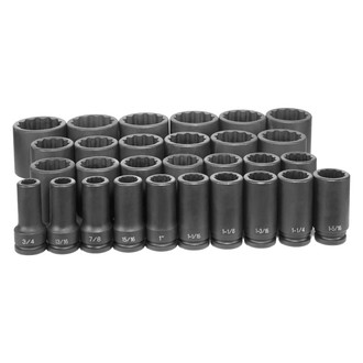 Grey Pneumatic® - 3/4" Drive SAE 12-Point Deep Impact Socket Set (29 Pieces)