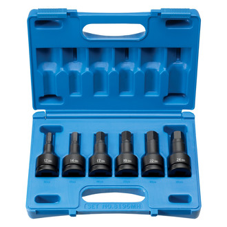 Grey Pneumatic® - 3/4" Drive Metric Hex Impact Bit Socket Set (6 Pieces)