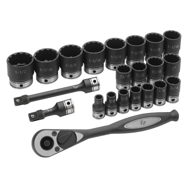 Grey Pneumatic® - 1/2" Drive 12-Point SAE Ratchet and Socket Set, 22 Pieces