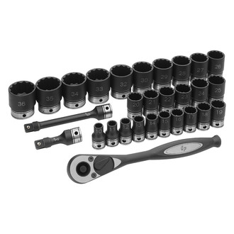 Grey Pneumatic® - 1/2" Drive 12-Point Metric Ratchet and Socket Set, 29 Pieces
