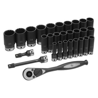 Grey Pneumatic® - 1/2" Drive 12-Point Metric Ratchet and Socket Set 26 Pieces
